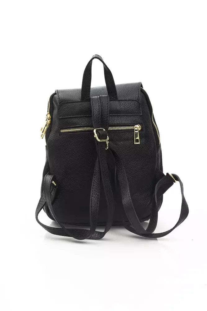 Black Cow Leather Women Backpack