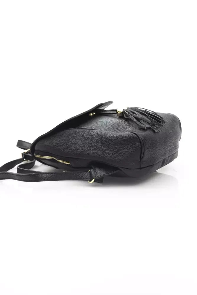 Black Cow Leather Women Backpack