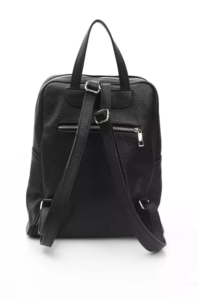 Black Leather Women Backpack