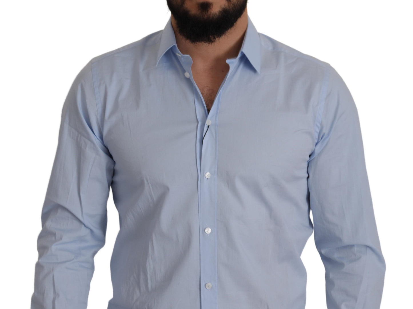 Luxurious Light Blue Cotton Martini Dress Shirt