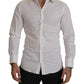 Elegant White Slim Fit Gold Dress Shirt