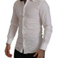 Elegant White Slim Fit Gold Dress Shirt