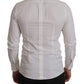 Elegant White Slim Fit Gold Dress Shirt