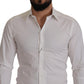 Elegant White Slim Fit Gold Dress Shirt