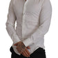 Elegant White Slim Fit Gold Dress Shirt