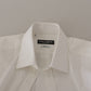 Elegant White Slim Fit Gold Dress Shirt
