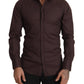 Elegant Brown Slim Fit Dress Shirt