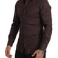 Elegant Brown Slim Fit Dress Shirt