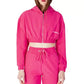 Chic Fuchsia Hooded Sweatshirt with Zipper