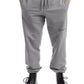 Chic Gray Cotton Track Pants with Drawstring