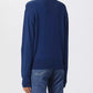 Chic Blue Sweater with Contrast Front Design