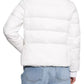 Chic White Nylon Down Jacket with Bold Logo Print