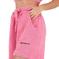 Chic Pink Terry Bermuda Shorts with Logo Print