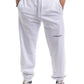 Elegant White Stretch Cotton Trousers with Drawstring