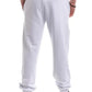Elegant White Stretch Cotton Trousers with Drawstring