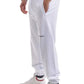 Elegant White Stretch Cotton Trousers with Drawstring