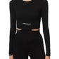 Elegant Long-Sleeved Elastic Waist Tee