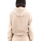 Beige Cotton Hooded Sweatshirt with 3D Logo