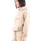 Beige Cotton Hooded Sweatshirt with 3D Logo