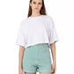 Chic Green Cotton Shorts with Classic Five-Pocket Design