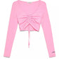 Chic Pink Ribbed Cotton Top with Knot Detail