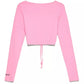 Chic Pink Ribbed Cotton Top with Knot Detail