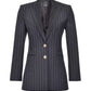 Elegant Pinstripe Stretch Wool Blazer