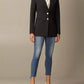 Elegant Pinstripe Stretch Wool Blazer