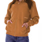 Chic Brown Cotton Hooded Sweatshirt with Zip Closure