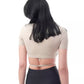 Chic Beige Bielastic Lace-Up Short Sleeve Top