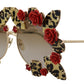 Elegant Round Rose-Embellished Sunglasses