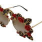 Elegant Round Rose-Embellished Sunglasses