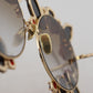 Elegant Round Rose-Embellished Sunglasses
