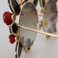 Elegant Round Rose-Embellished Sunglasses