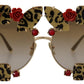 Elegant Round Rose-Embellished Sunglasses