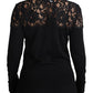Elegant Floral Lace Wool-Blend Cardigan