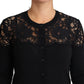 Elegant Floral Lace Wool-Blend Cardigan