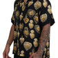 Elegant Silk Pajama Look Shirt with Gold Hearts