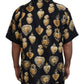 Elegant Silk Pajama Look Shirt with Gold Hearts