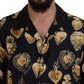 Elegant Silk Pajama Look Shirt with Gold Hearts