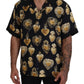 Elegant Silk Pajama Look Shirt with Gold Hearts