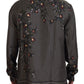 Chic Ostrich Print Silk Pajama Shirt