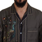 Chic Ostrich Print Silk Pajama Shirt