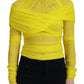 Chic Sheer Yellow Mesh Long Sleeve Top