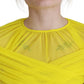 Chic Sheer Yellow Mesh Long Sleeve Top