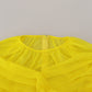 Chic Sheer Yellow Mesh Long Sleeve Top