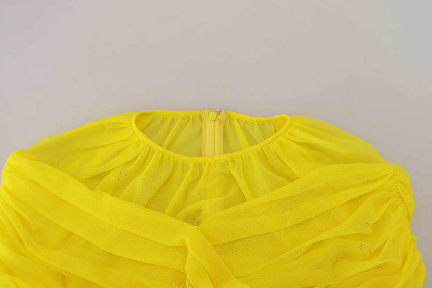 Chic Sheer Yellow Mesh Long Sleeve Top