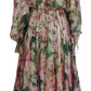 Elegant Floral Silk Midi Dress