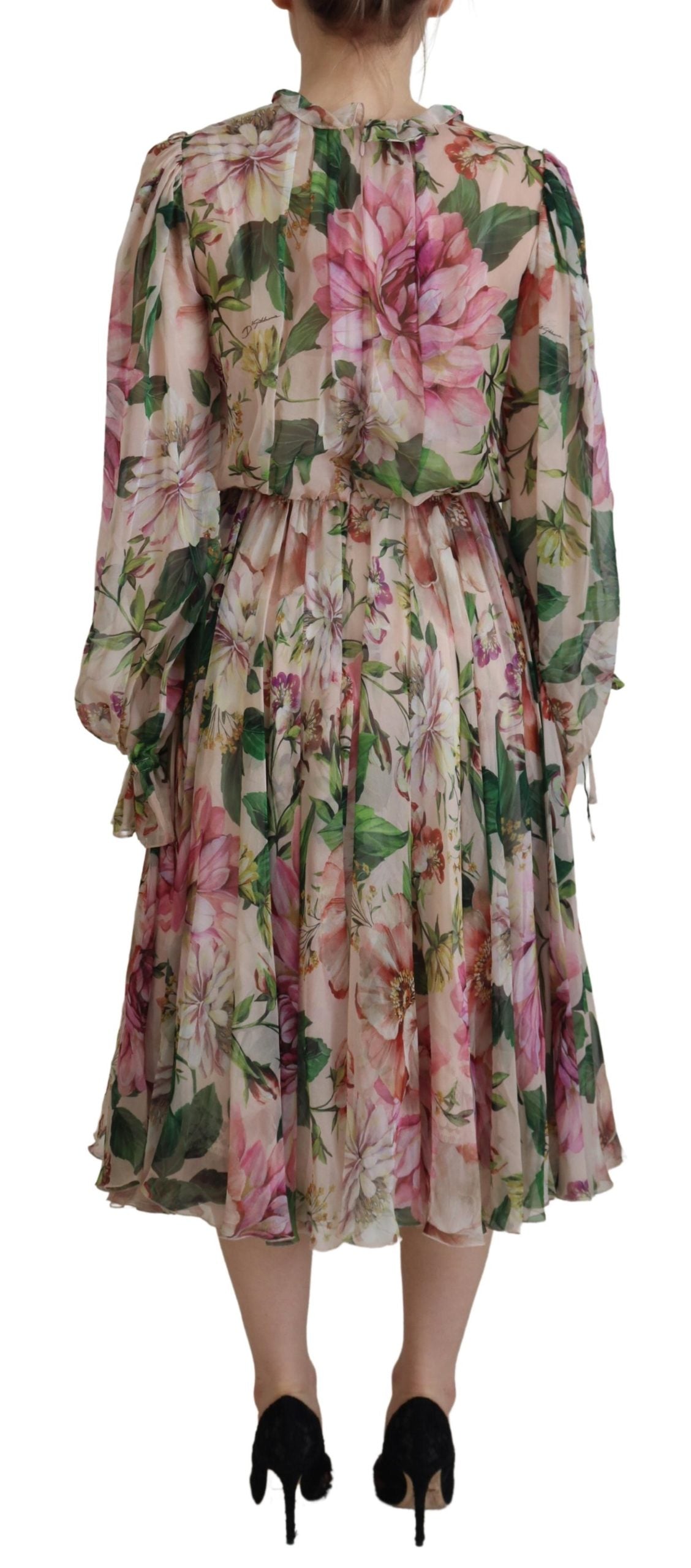 Elegant Floral Silk Midi Dress
