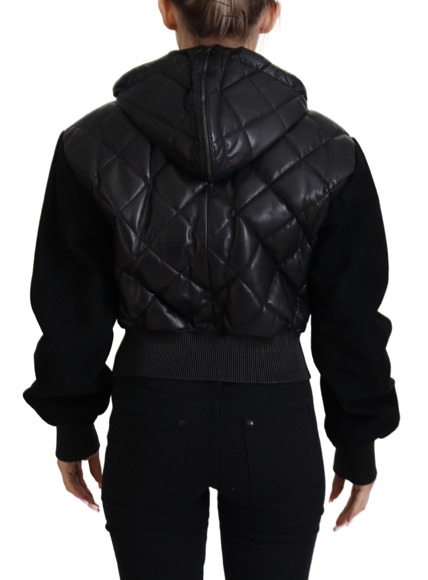 Elegant Quilted Leather Jacket with Hood